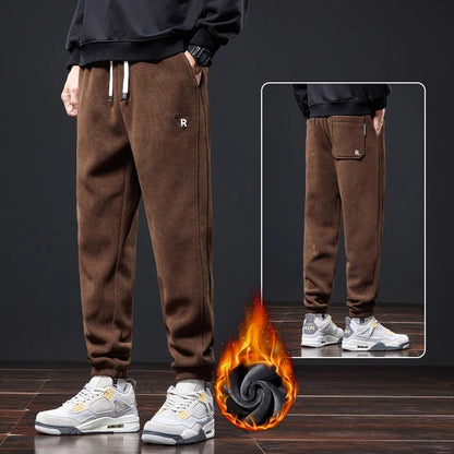 🔥【M-5XL】😎Új téli nadrág férfiaknak, plusz bársony és vastag kordbársony, meleg és lezser férfi nadrág