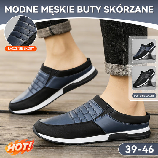 【39-46】2026 Nowe, stylowe, wygodne i miękkie skórzane kapcie męskie