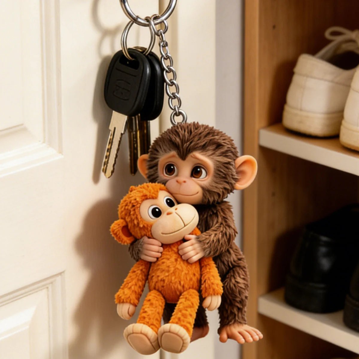 🏆 🐵 Brelok 3D z małpką 💕🎁 Chwytający za serce prezent dla miłośników zwierząt, rodziny, przyjaciół i bliskich.