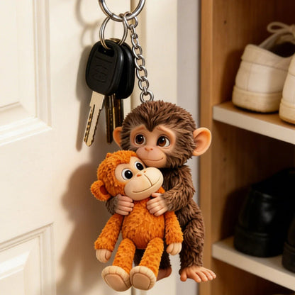 🏆 🐵 Brelok 3D z małpką 💕🎁 Chwytający za serce prezent dla miłośników zwierząt, rodziny, przyjaciół i bliskich.