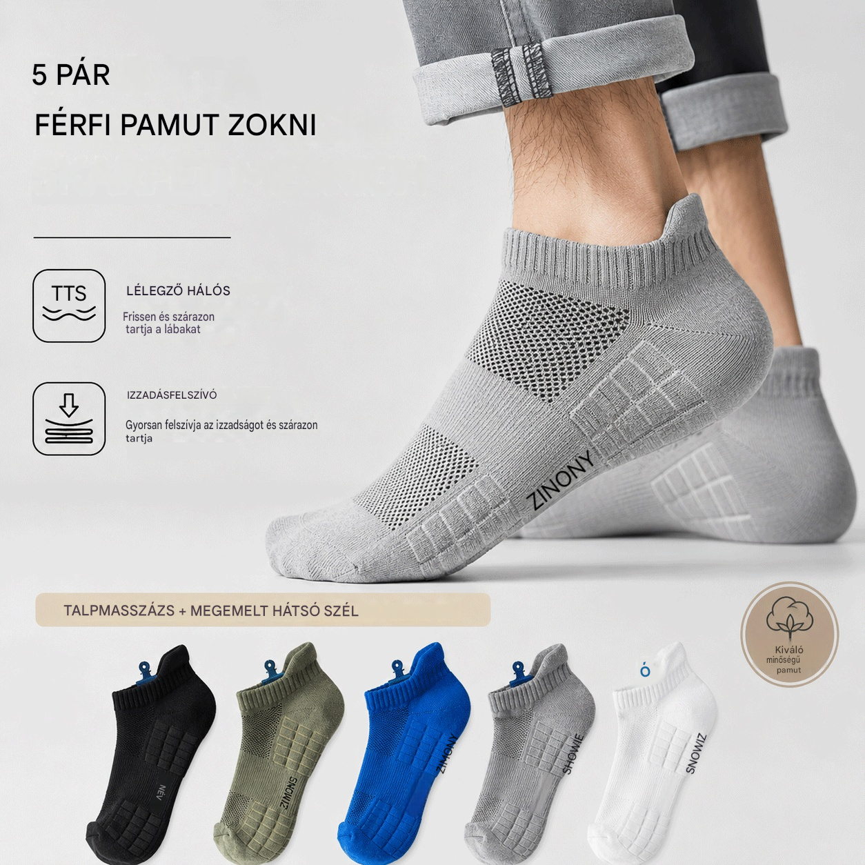 🧦【10 pár/csomag】🧦Továbbfejlesztett férfi légáteresztő zokni, antibakteriális és szagálló - új 2026