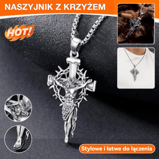 🔥Nowy modny naszyjnik z aureolą z cierniami i krzyżem na rok 2026