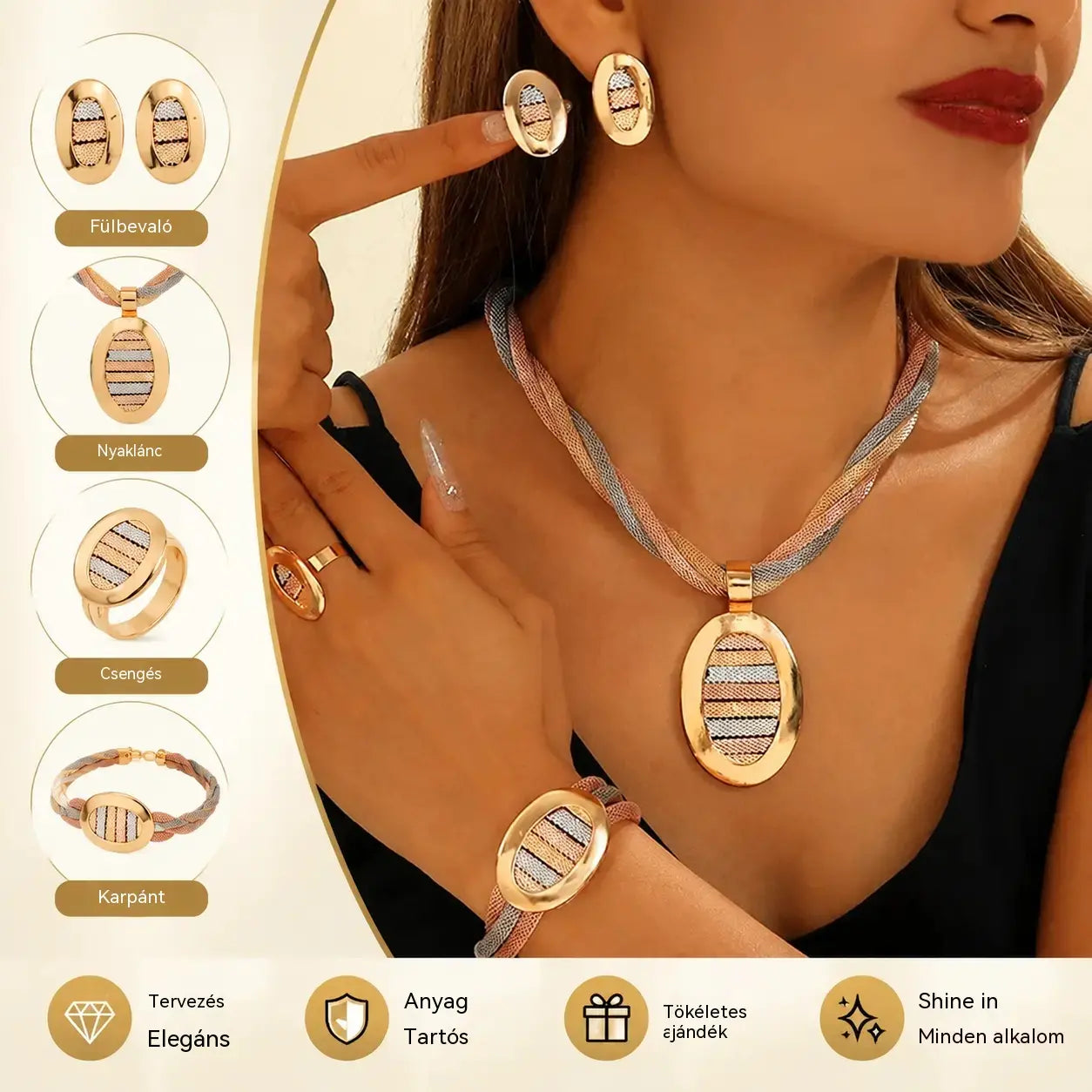 📢📢 50% KEDVEZMÉNY! ⏰ Elegáns 4 darabos strassz ékszerkészlet-4348849