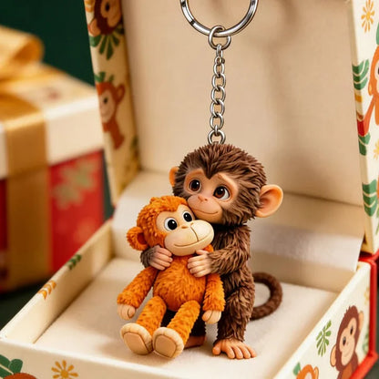 🏆 🐵 Brelok 3D z małpką 💕🎁 Chwytający za serce prezent dla miłośników zwierząt, rodziny, przyjaciół i bliskich.