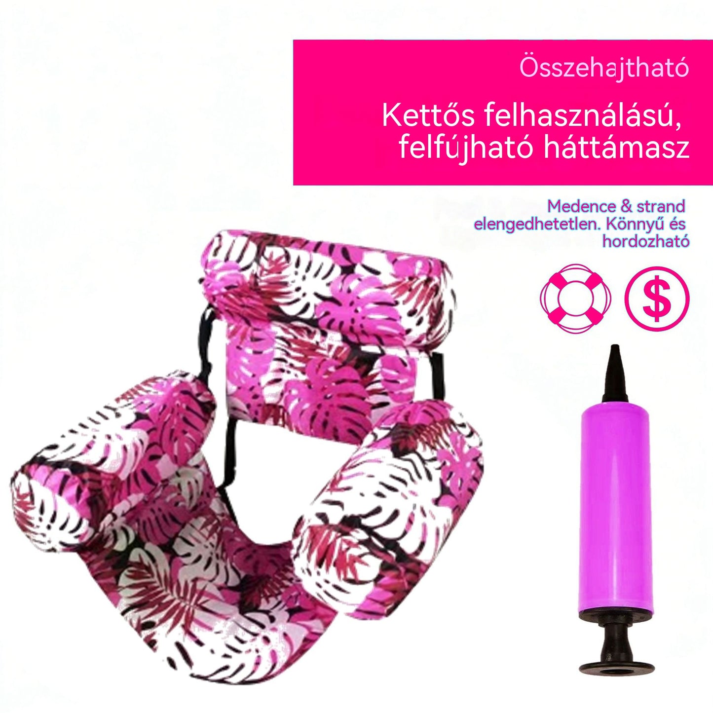 Ingyenes szállítás 💦📢 Összecsukható felfújható úszó kanapé háttámlával + légpumpa