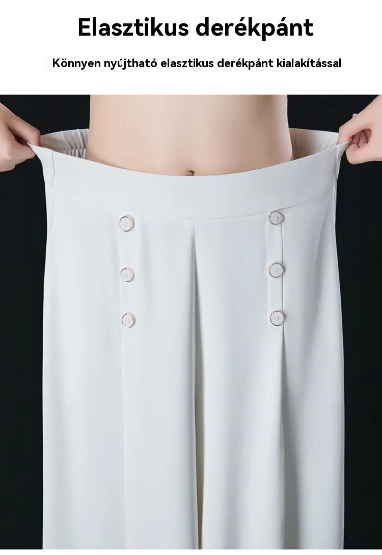 【50 % popust】💖【M-5XL】Divatos női, széles szárú, magas derekú, drapozott alkalmi nadrág