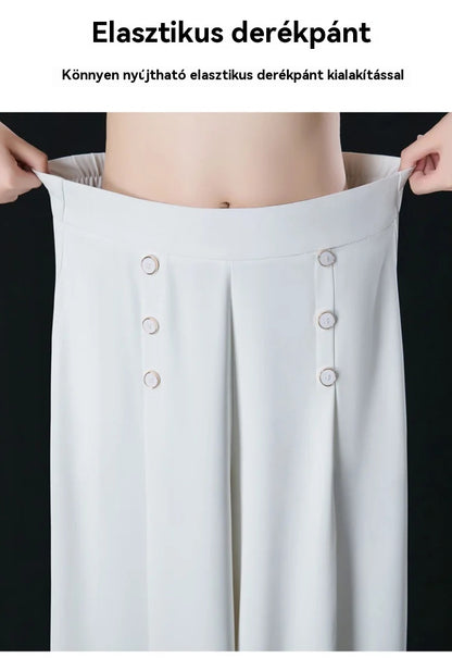 【50 % popust】💖【M-5XL】Divatos női, széles szárú, magas derekú, drapozott alkalmi nadrág