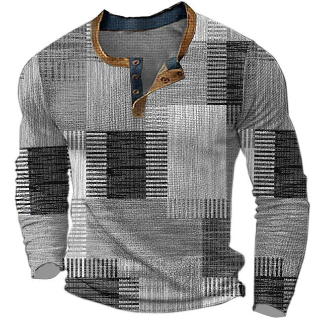 🎁😍[Korlátozott ideig kapható] 👔[S-4XL] Férfi hosszú ujjú mintás póló