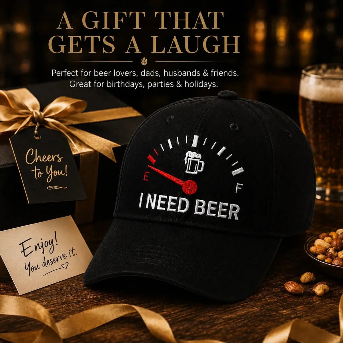 🔥 Utolsó nap az 50%-os kedvezményhez – 🍺 „Sörre van szükségem” (I NEED BEER) hímzett sapka – Uniszex, különleges sapka 🧢