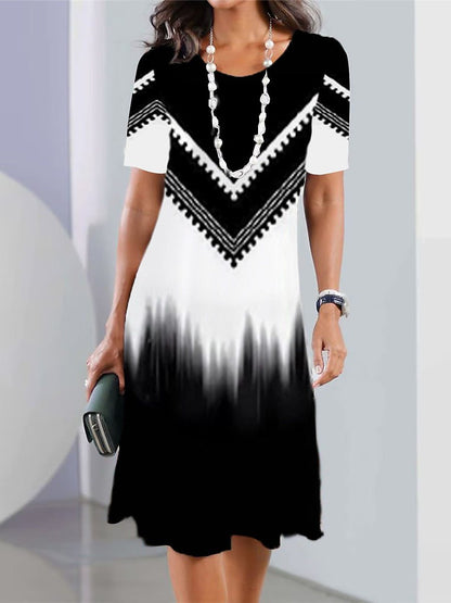 👗【50% kedvezmény】👗2026-es szexi női, nyomott kerek nyakú ruha