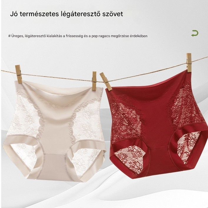 Női nagy rugalmasságú, varrás nélküli csipkés hasformáló bugyi, alakformáló és fenékemelő alsó