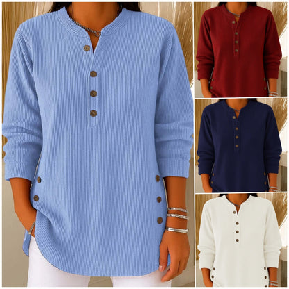 🌷🎁【S-4XL】Női lezser pulóver bő kötésű, hosszú ujjú és kerek nyakkivágású, egyszínű