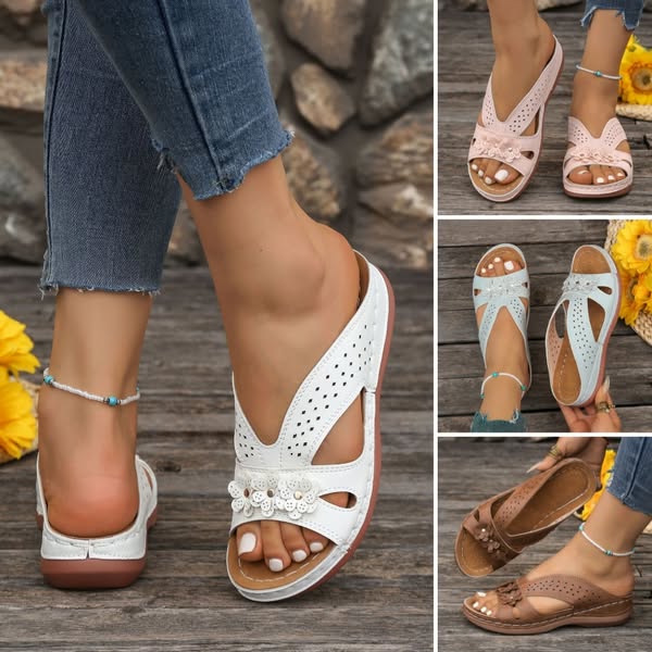 💓👡【Dostępne w 7 kolorach】Letnie sandały z wydrążonym obcasem, wysokiej jakości, wygodne na co dzień