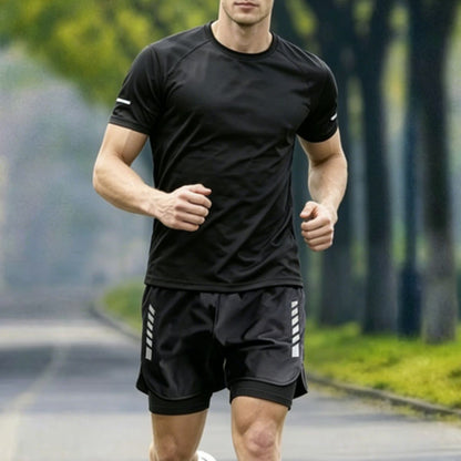 【S-5XL】Letni, nowy, szybkoschnący, sportowy kombinezon z krótkim rękawem z lodowego jedwabiu z 2026 r., odpowiedni do biegania i fitnessu