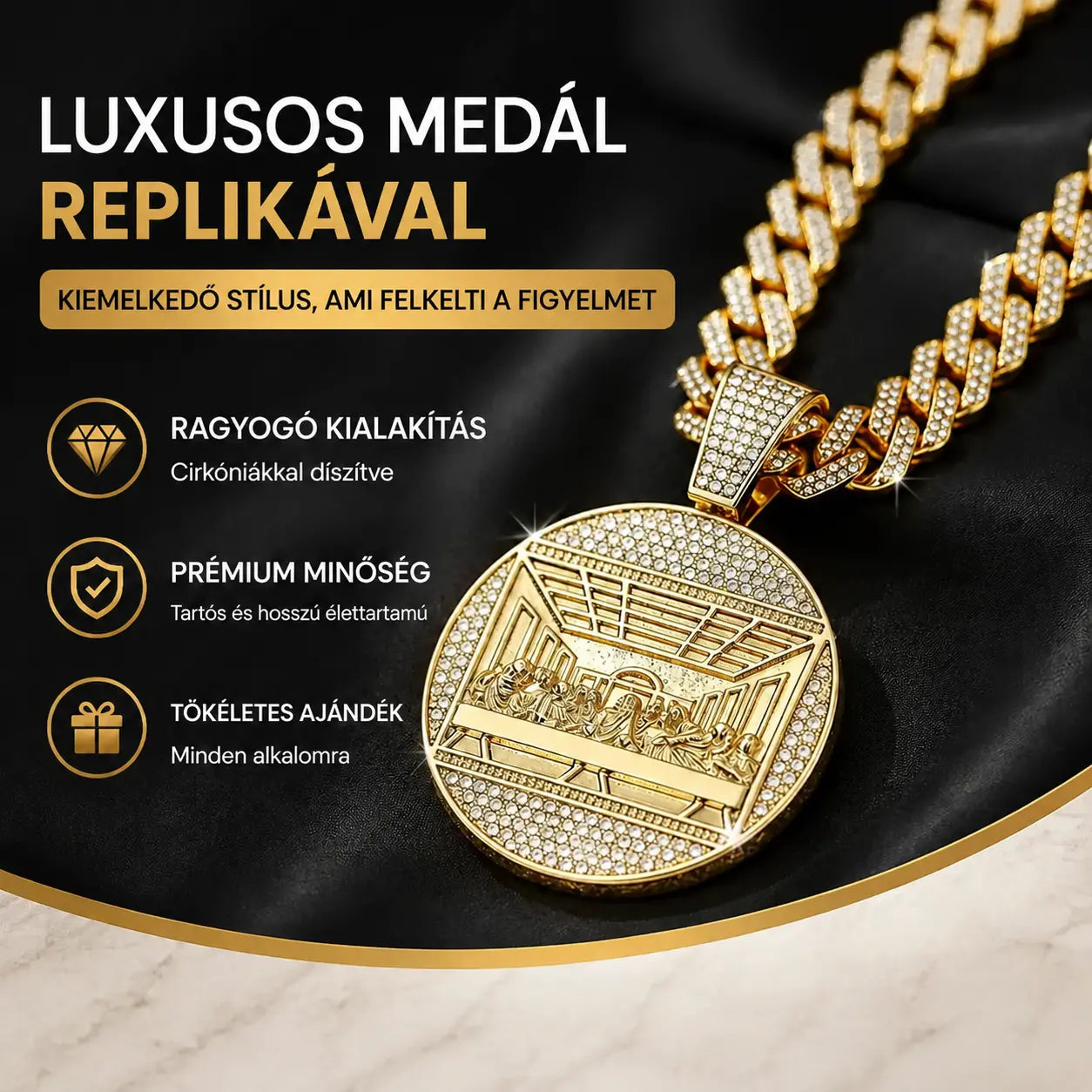 📢📢50% kedvezmény!! ✨ Csillogó kubai lánc medál | Azonnal emeld a stílusod💎