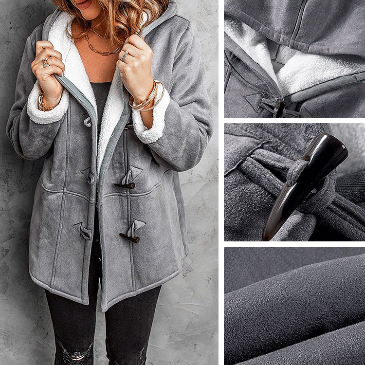 🥼🔥💖【50 % popust】[S-5XL] Modna in topla ženska jakna s kapuco iz semiša in volne