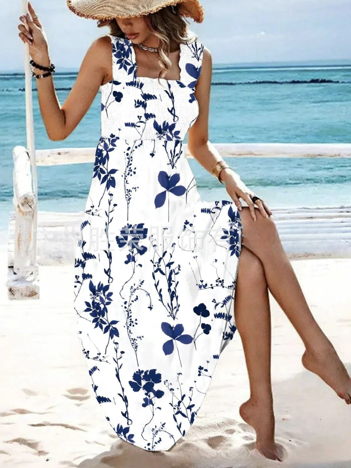 【S-3XL】🌈2026-os új, divatos, nyomtatott spagettipántos strand maxi ruha