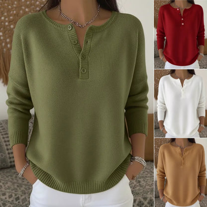 💟【S-3XL】Damski jednokolorowy sweter z dekoltem V, luźny i casualowy