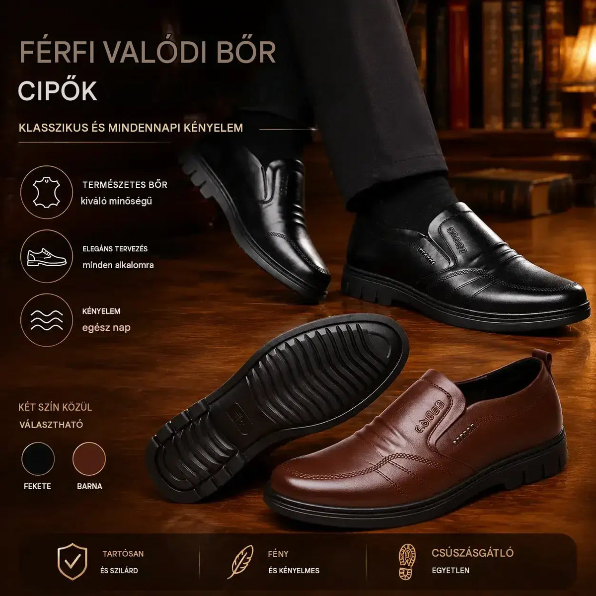 🔥【39-44】👞 Valódi bőr férfi üzleti cipő, puha és kényelmes talppal, különféle alkalmakra alkalmas.