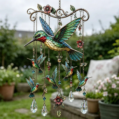 50% kedvezmény🐦Kristály szélcsengő kolibrivel és retró stílusú festett mintával