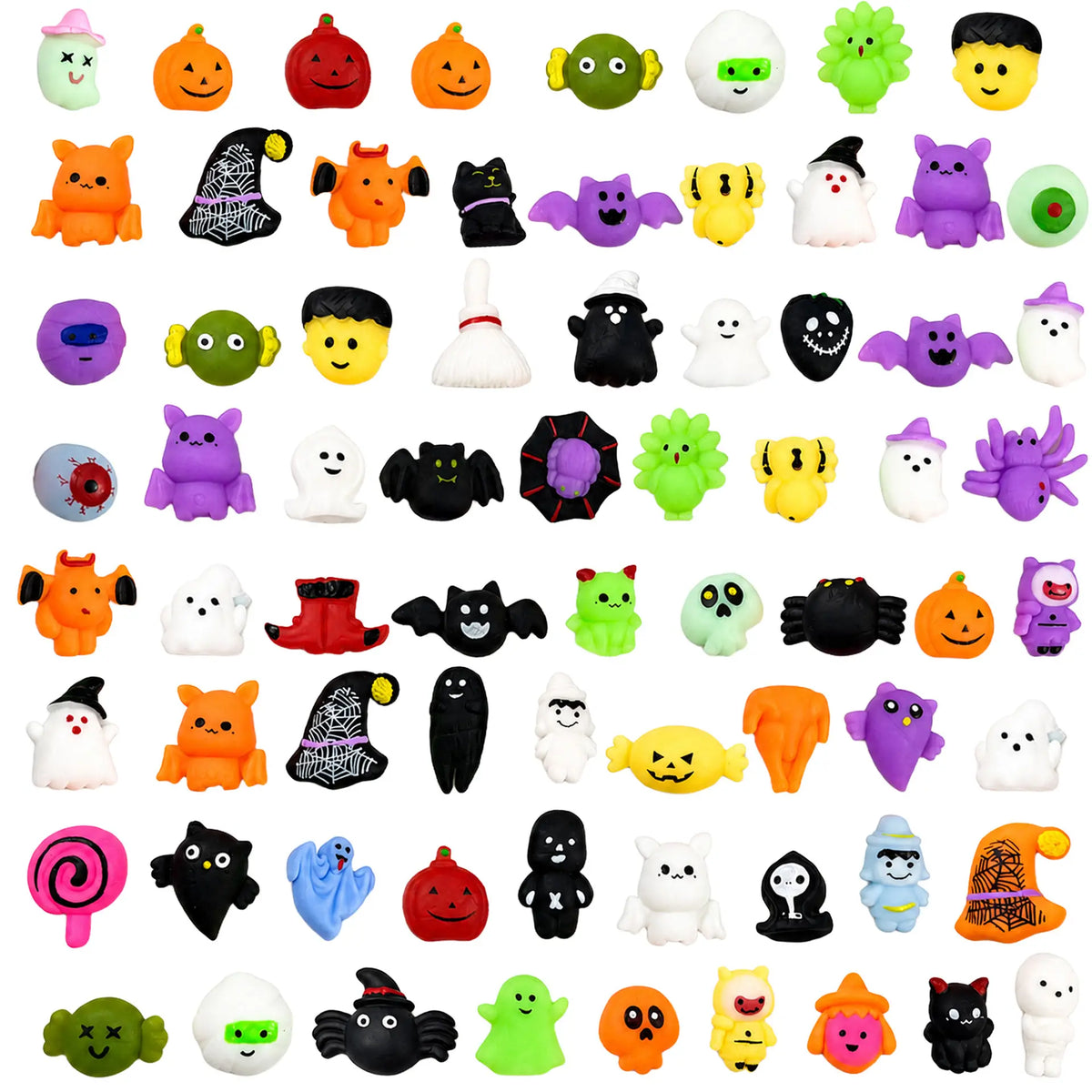 🎃【50 darab】🎃 Halloween-témájú stresszoldó játékok; imádnivaló tök- és szellemformájú stresszlabdák.