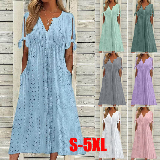 🔥【Vásároljon egyet, kap egyet ingyen】[S-5XL]👗Egyszerű és gyönyörű egyszínű ruha