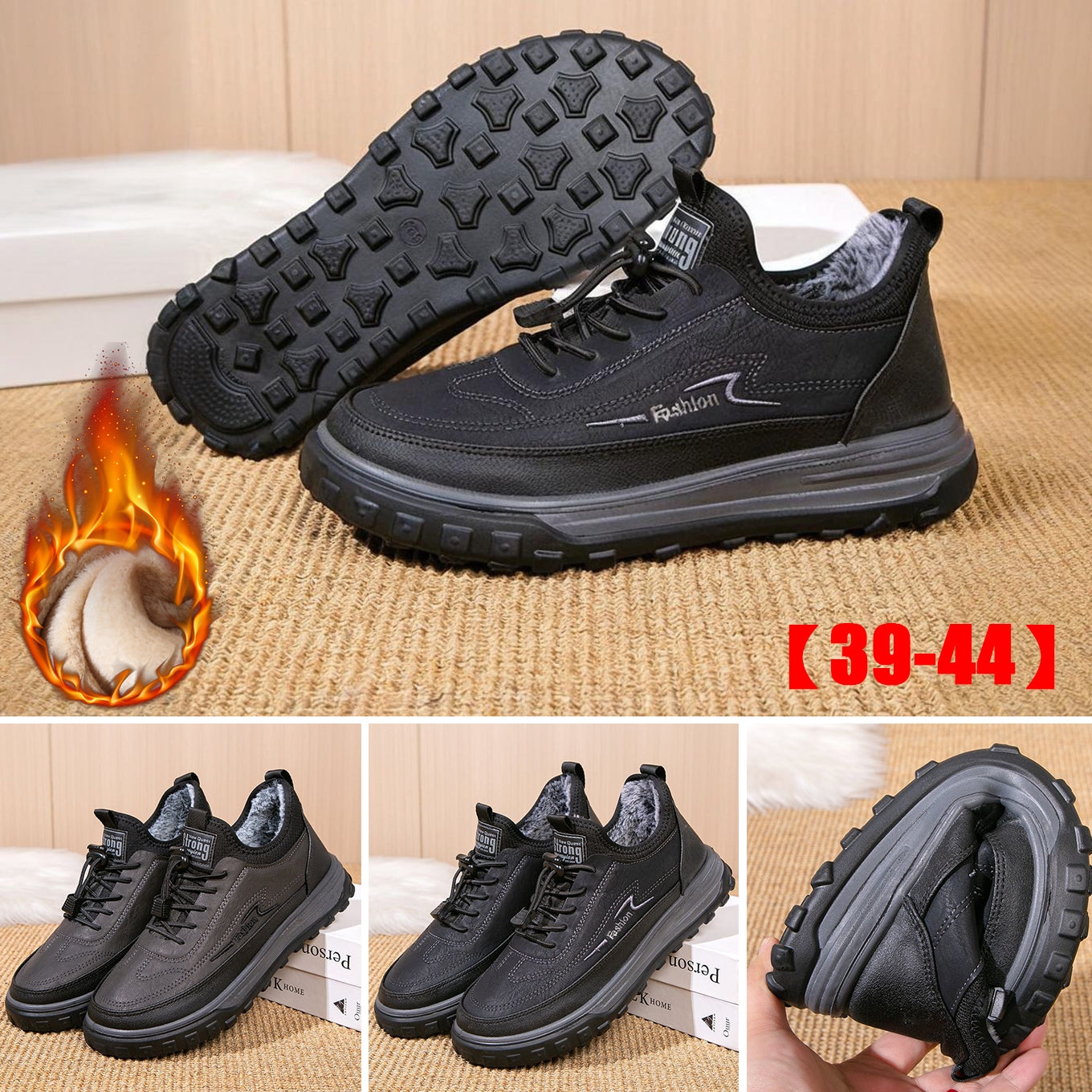 👞【39-44】🔥Férfi téli pamut csizma, meleg és kényelmes, vastag pamuttal, plüss és puha