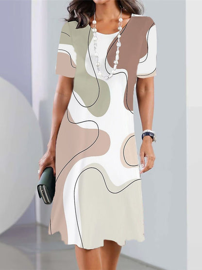 👗【50% kedvezmény】👗2026-es szexi női, nyomott kerek nyakú ruha
