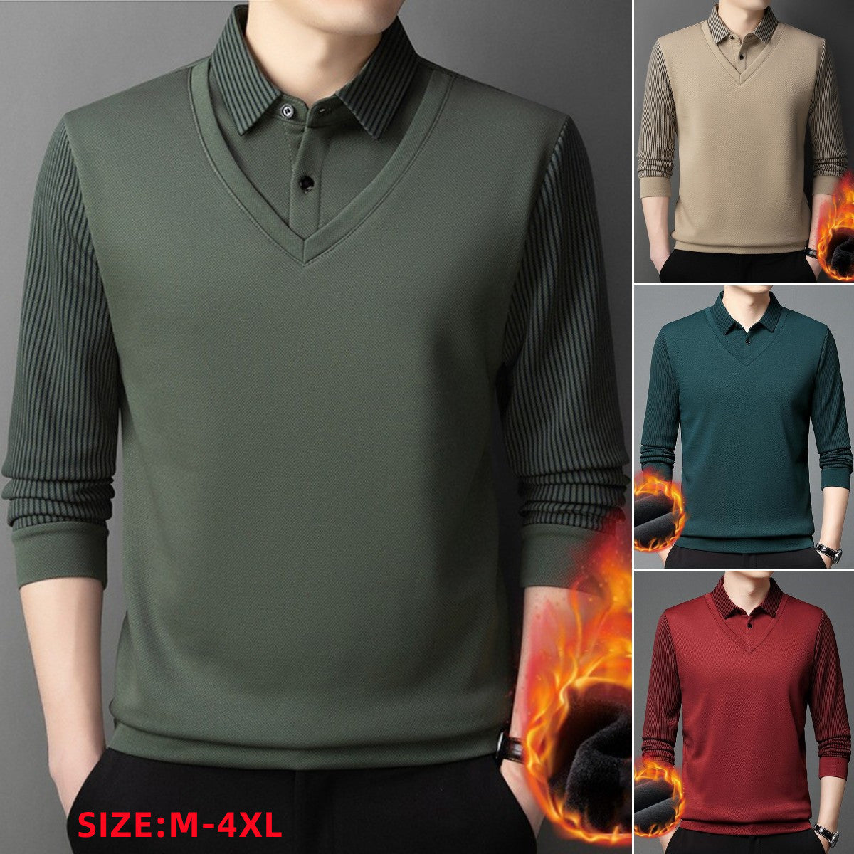 【M-4XL】👔Férfi műzsenília kétrészes pulóver bársonnyal és vastagítással a melegen tartásért