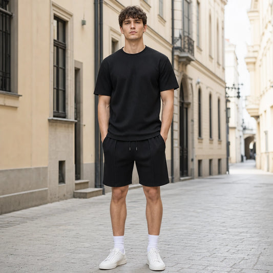 【S-2XL】2026 Nowa modna, teksturowana koszula polo z krótkim rękawem i kołnierzykiem, męska, casualowy garnitur