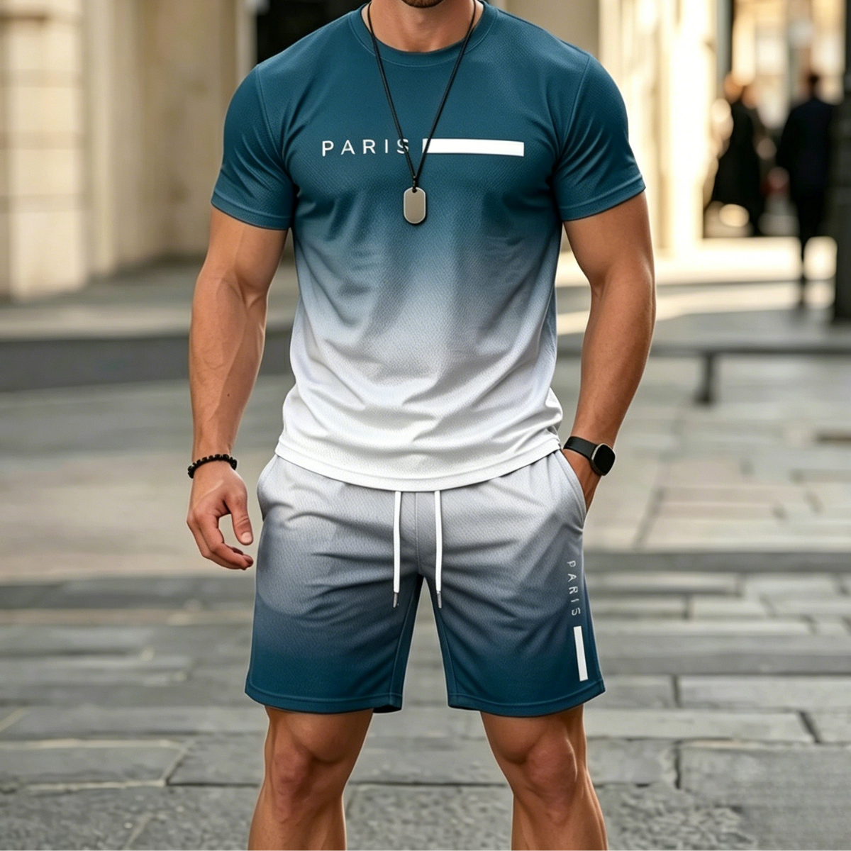 ✨【Płatność przy odbiorze】Męski letni komplet sportowy 2-częściowy – wygodna koszulka z krótkim rękawem i szorty do noszenia na co dzień oraz w domu