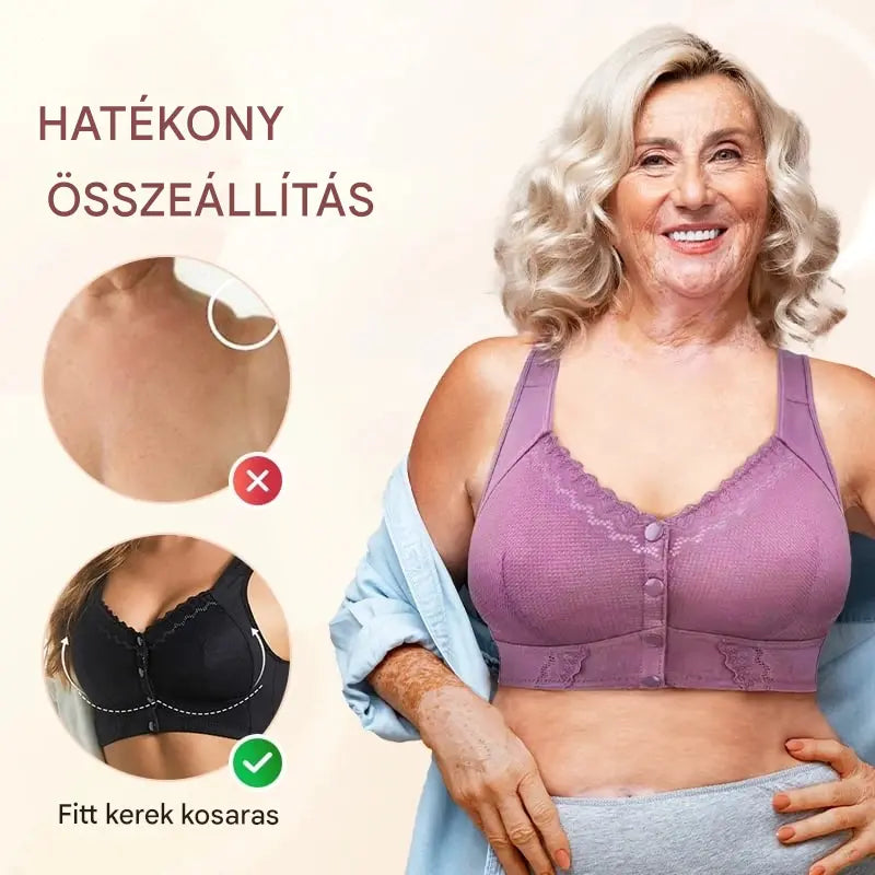 (3 db)💕🎁【45kg-155kg】Nagy méretű, légáteresztő, puha pamut melltartó, elülső gombokkal-4349844