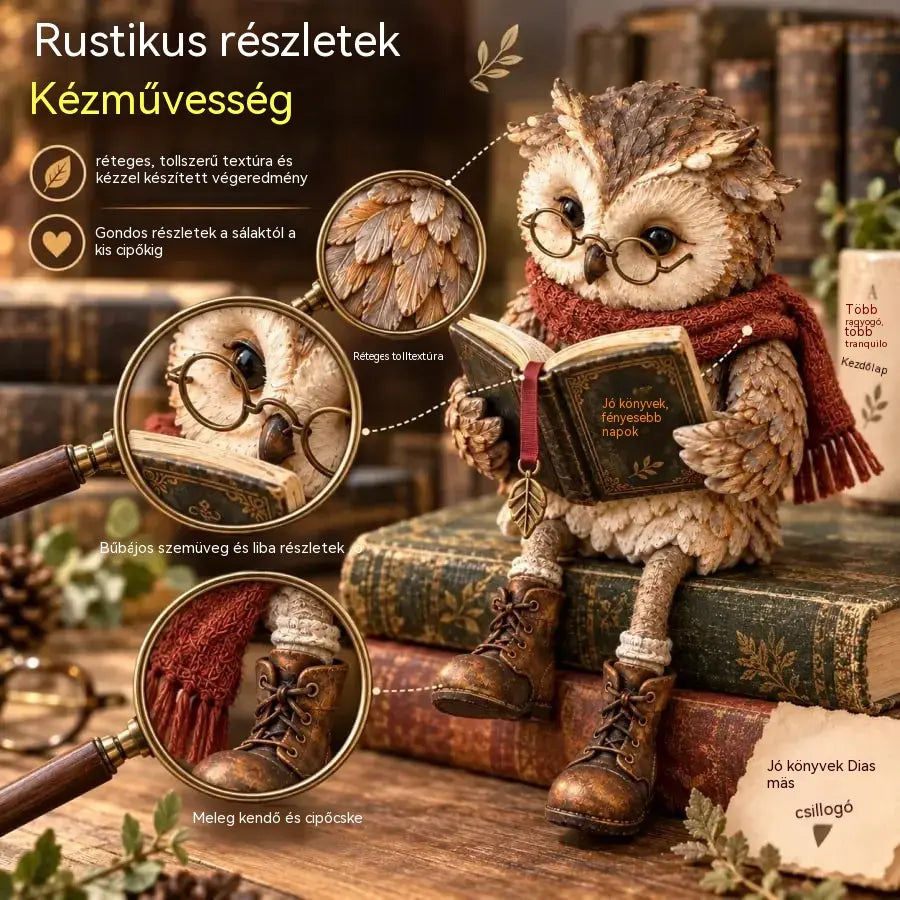 💥 50% kedvezmény korlátozott ideig! 🦉 Imádnivaló olvasó bagoly figura