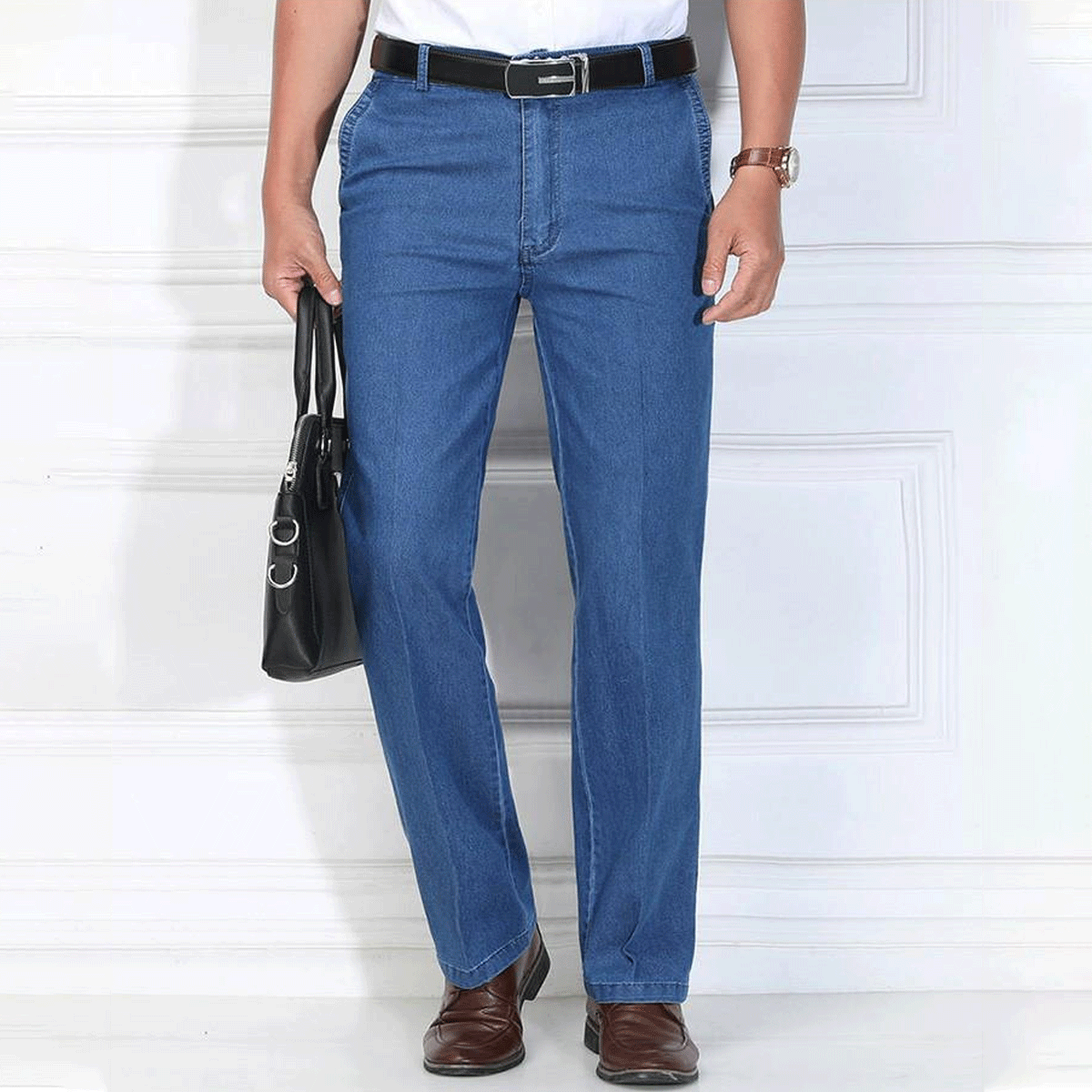 🙋‍♂️👖 Nowe męskie elastyczne, oddychające jeansy z wysokim stanem