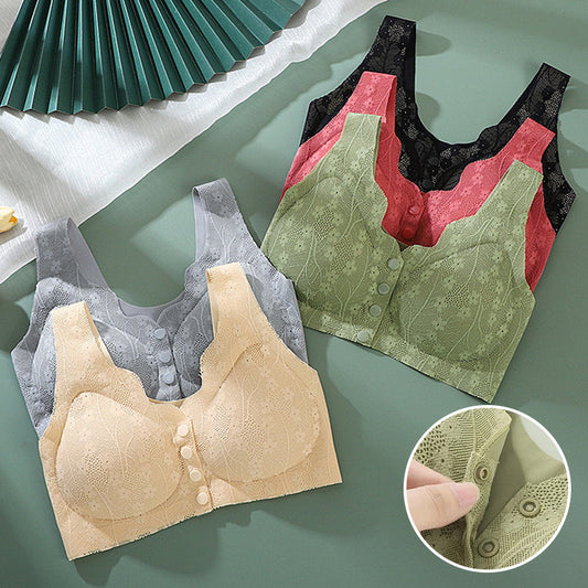 😍【Korlátozott ideig 50% kedvezmény】👙【3 darab】【40-100KG】Női vezeték nélküli csipke melltartó elülső rögzítéssel