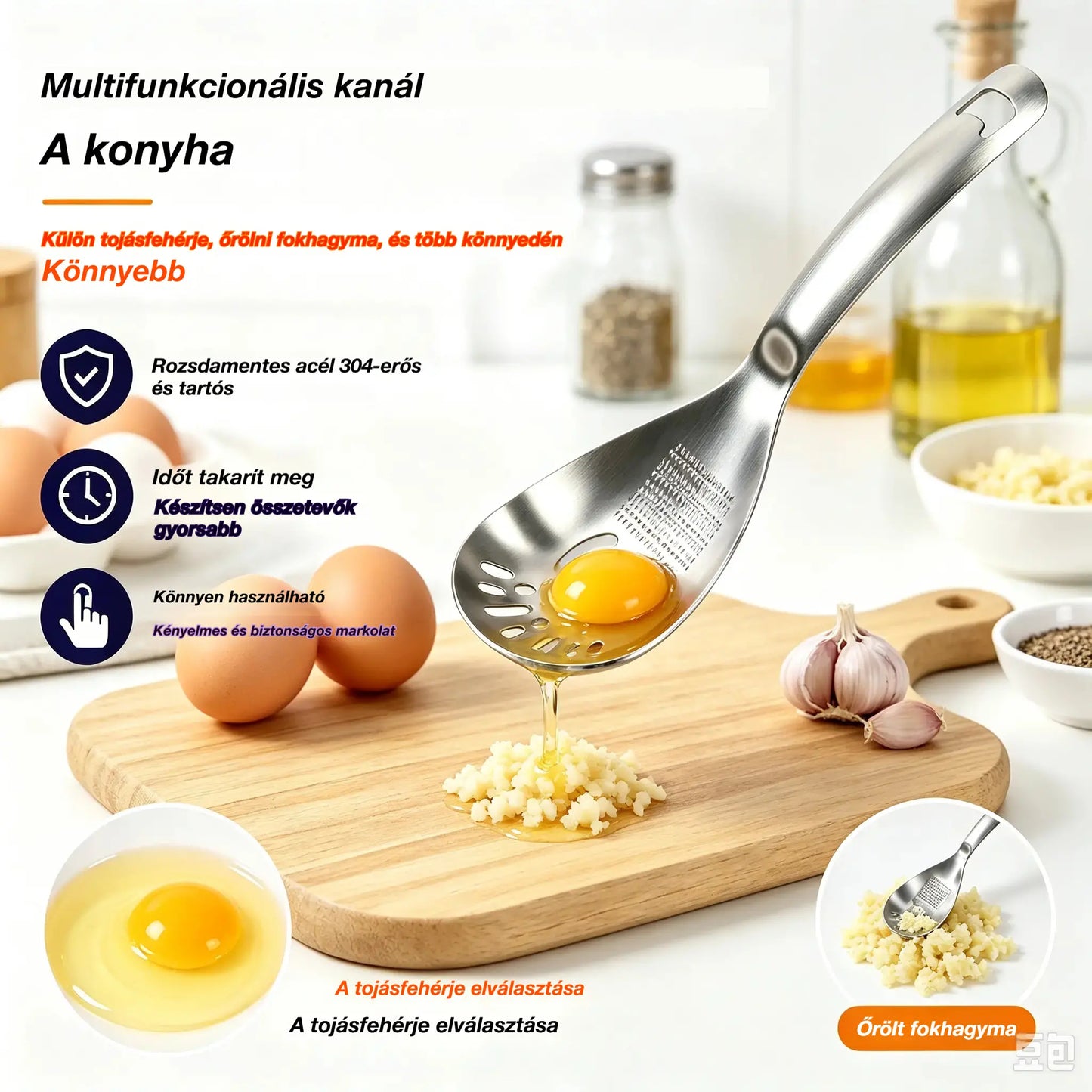 🔥50% kedvezmény🔥🥄304 rozsdamentes acél multifunkciós kanál és szűrő