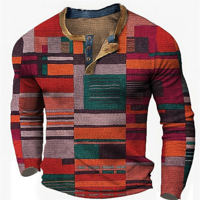 🎁😍[Korlátozott ideig kapható] 👔[S-4XL] Férfi hosszú ujjú mintás póló