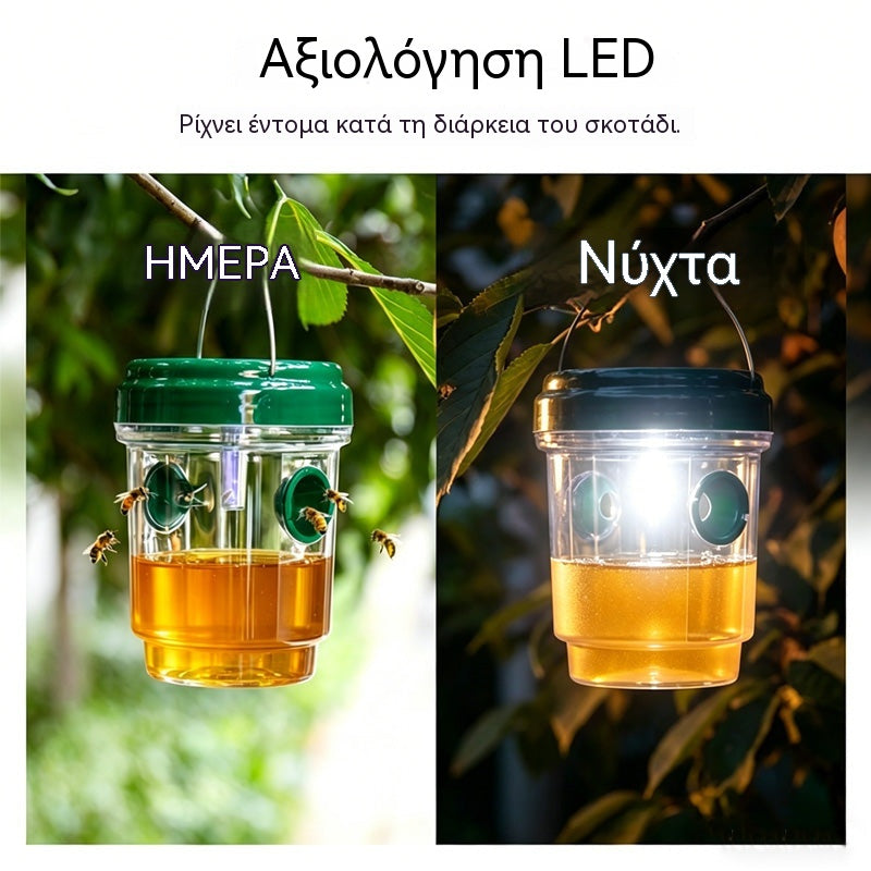 🐝☀️ Ηλιακή παγίδα σφηκών για βεράντα και κήπο 🔋🌿 – αποτελεσματική, επαναφορτιζόμενη και ανθεκτική στις καιρικές συνθήκες – χωρίς χημικά, για έως και 500 τ.μ. – εξοικονομήστε τώρα!