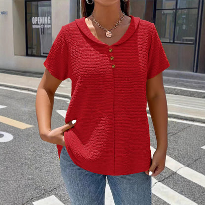 【L-6XL】2026 Nowy Plus Size Jednokolorowy Teksturowany Plisowany T-shirt Damski w Stylu Lalki