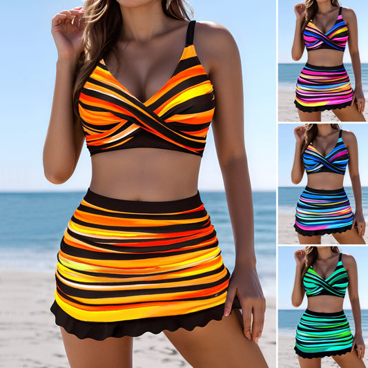 🩱👙【S-3XL】Kényelmes, masnis mintás 2 részes fürdőruha