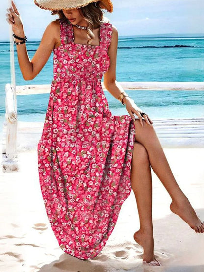 【S-3XL】🌈2026-os új, divatos, nyomtatott spagettipántos strand maxi ruha