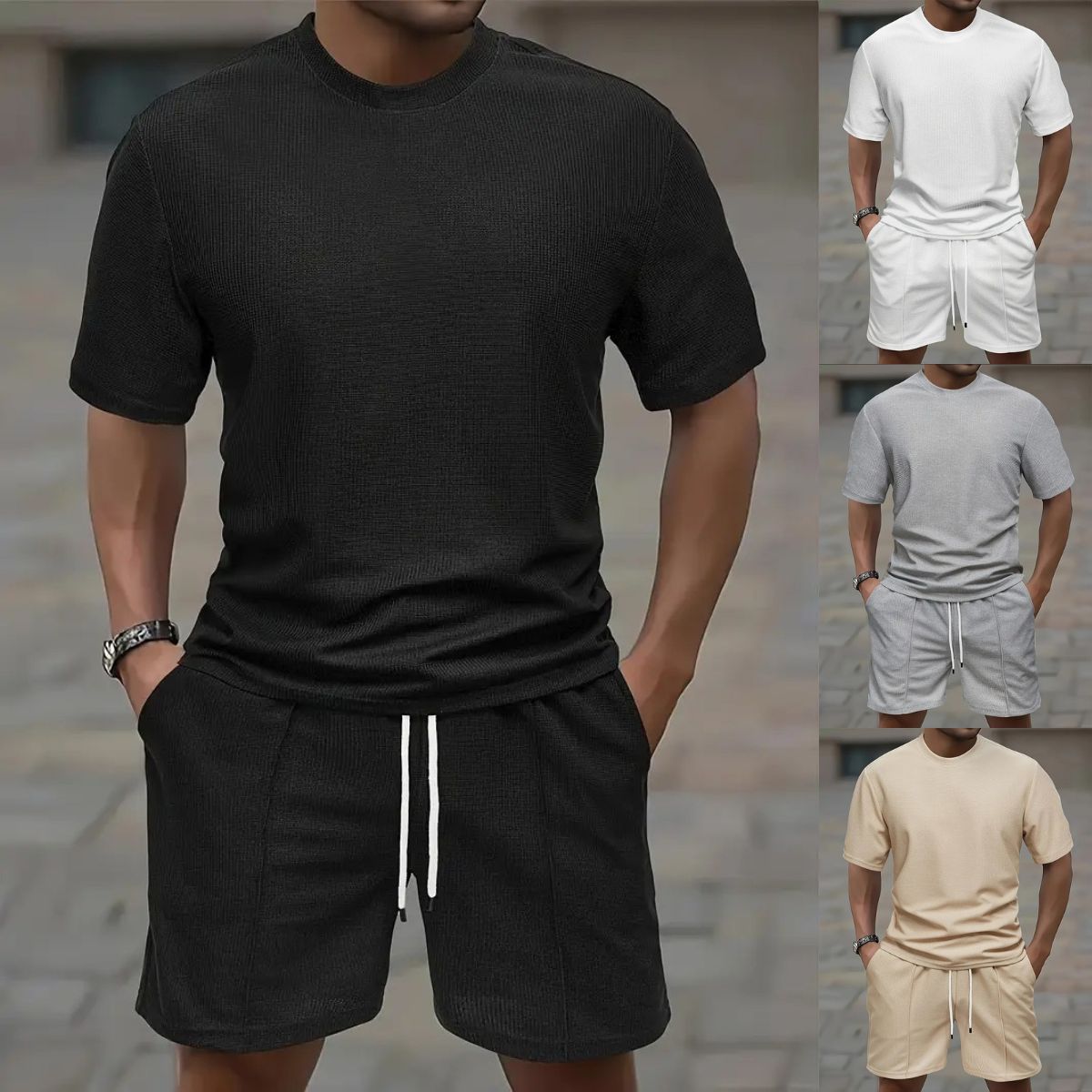 【S-3XL】Letnie, nowe, modne, szybkoschnące, oddychające, krótkie spodenki z krótkim rękawem, męskie, sportowe, 2026