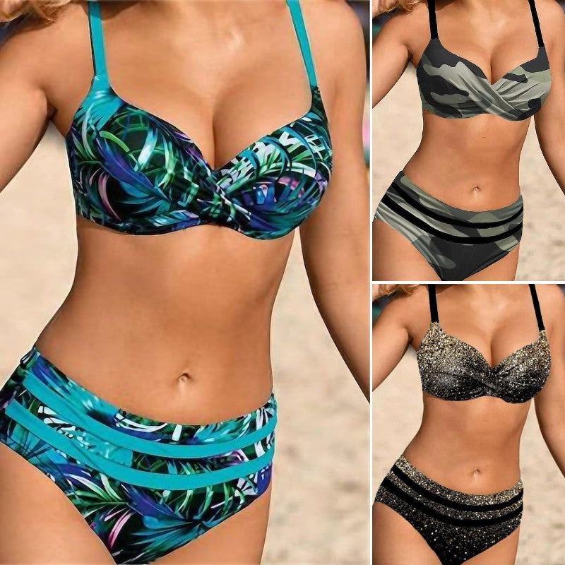【S~5XL】👙👙2026 új, nagy méretű, hasított mintás fürdőruha