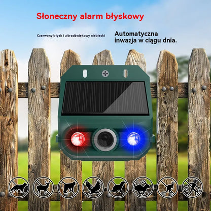 🔥Odstraszacz ptaków ultradźwiękowy zasilany energią słoneczną do użytku na zewnątrz z migającym światłem podczerwonym, z czerwoną i niebieską diodą LED-4242059