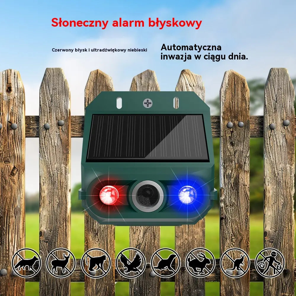 🔥Odstraszacz ptaków ultradźwiękowy zasilany energią słoneczną do użytku na zewnątrz z migającym światłem podczerwonym, z czerwoną i niebieską diodą LED-4242059
