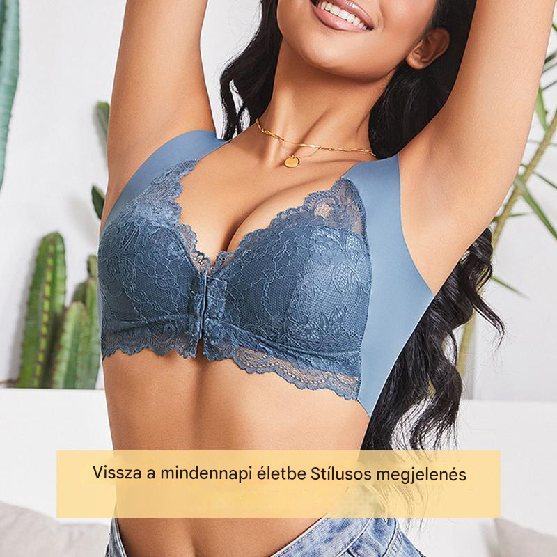 💖Korlátozott ideig a legalacsonyabb ár【5 darabos szett】【40-100 kg】😍🩲Emelő hatású melltartó gyönyörű csipkés háttal, nagy méretben, push-up kivágással és elöl záródó kialakítással