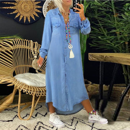 👘【50% kedvezmény 💥】【S–5XL】😍2026-ös új, nagy méretű női farmerruha