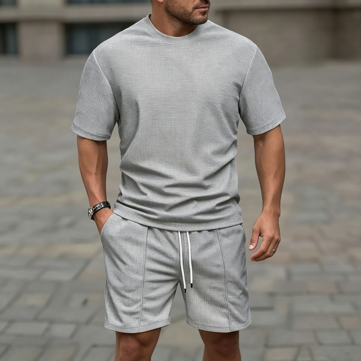【S-3XL】Letnie, nowe, modne, szybkoschnące, oddychające, krótkie spodenki z krótkim rękawem, męskie, sportowe, 2026