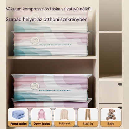 🧳 5 db 10300 HUF-ért 💨 Nagy, összenyomható vákuumos tárolótáska: pumpa nélkül használható, szivárgásmentes, ideális helytakarékossághoz bőröndben és otthon ✈️