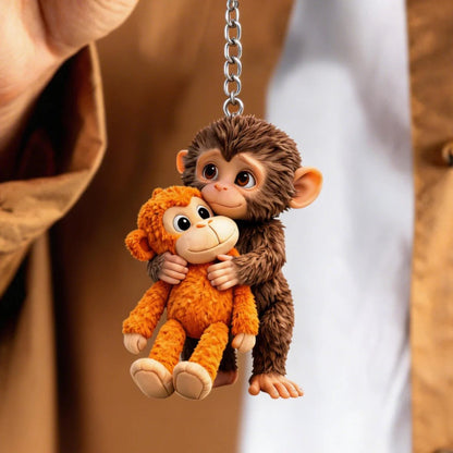 🏆 🐵 Brelok 3D z małpką 💕🎁 Chwytający za serce prezent dla miłośników zwierząt, rodziny, przyjaciół i bliskich.